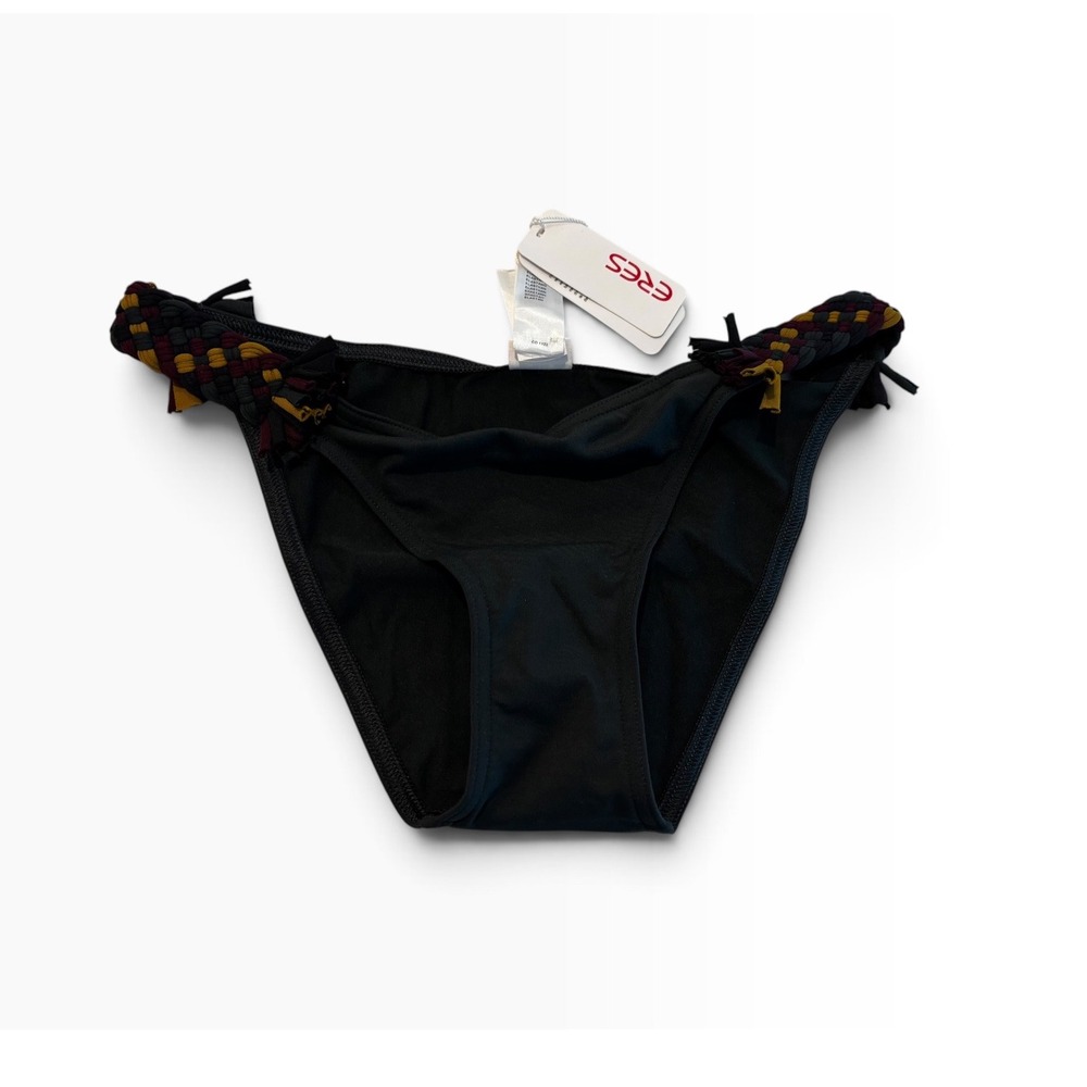 Eres Bikini Bottoms $255 Size 6 Black Lambada Mambo Braided Side Swimwear NWT